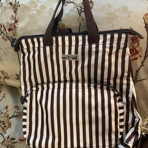 Henri Bendel Chocolate and Ivory Striped Tote